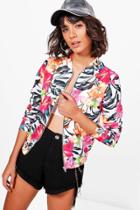 Boohoo Katie Floral Printed Bomber Pink