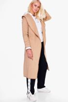 Boohoo Rose Shawl Collar Duster Camel
