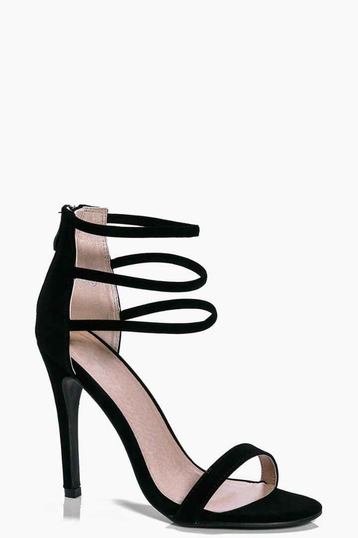 Boohoo Ruby Three Ankle Band Heel Black