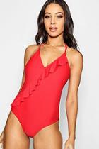 Boohoo Morocco Ruffle Swimsuit