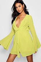 Boohoo Chiffon Flared Sleeve Shift Dress