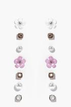 Boohoo Edith Flower & Faux Pearl Stud Earring Set Multi
