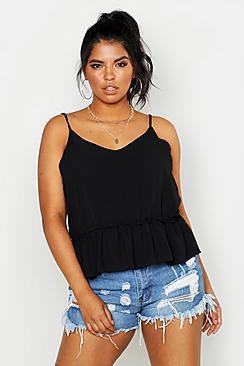Boohoo Plus Woven Pep Hem Cami