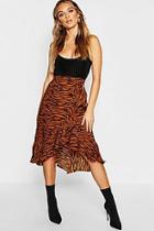 Boohoo Tiger Print Ruffle Wrap Skirt