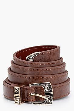 Boohoo Tilly Western Buckle Skinny Belt