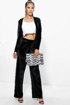 Boohoo Lauren Velvet Wide Leg Trousers