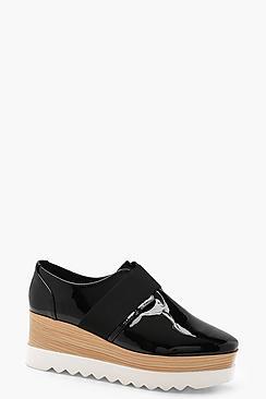 Boohoo Paige Elastic Strap Cleated Brogues