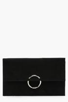 Boohoo Kerry Ring Detail Suedette Clutch