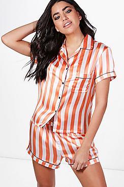 Boohoo Laura Stripe Short And Shirt Pj Set