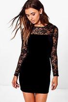 Boohoo Petite Hannah Sequin Lace Velvet Dress