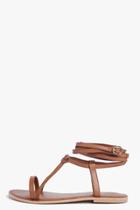 Boohoo Boutique Orla Wrap Strap Leather Ghillie Sandal Tan