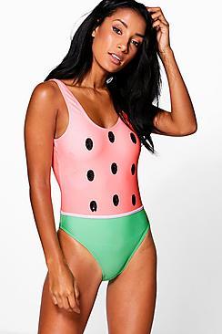 Boohoo Cuba Watermelon Sequin Seed Swimsuit