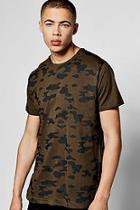 Boohoo Longline Camo T Shirt With Side Zip