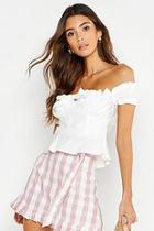 Boohoo Buster Detail Bow Front Top