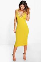 Boohoo Faye Lace Trim Bust Midi Dress