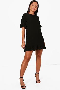 Boohoo Maya Ruffle Hem Shift Dress