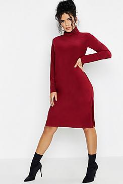 Boohoo Roll Neck Slouchy Oversized Midi Dress