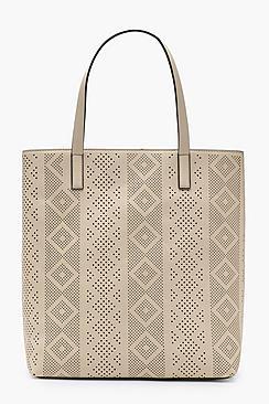 Boohoo Lily Laser Cut Shopper Bag