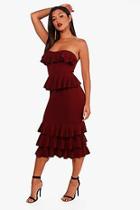 Boohoo Lexie Bandeau Ruffle Midi Dress