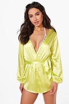 Boohoo Emily Boutique Satin Glam Beach Playsuit