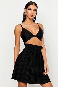 Boohoo Scuba Pleated Mini Skater Skirt