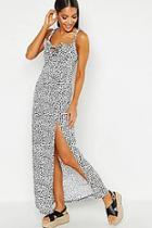 Boohoo Dalmation Print Jersey Ruffle Strap Maxi Dress