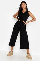 Boohoo Brushed Knit Tie Front Top + Culotte Co-ord