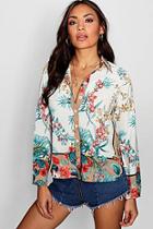 Boohoo Scarf Border Print Tie Hem T-shirt