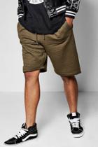 Boohoo Mid Length Ribbed Jersey Shorts Khaki