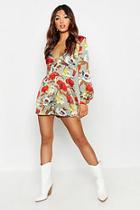 Boohoo Floral Button Detail Playsuit
