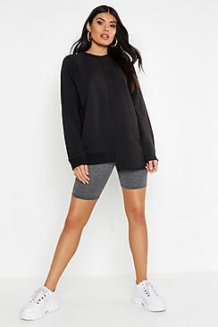 Boohoo Contrast Stitch Drop Hem Oversize Sweat