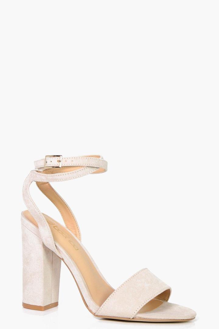 Boohoo Lucy Wide Fit Wrap Strap Block Heel Sandal Nude