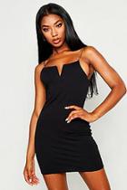 Boohoo V Inset Bodycon Dress With Chain Straps
