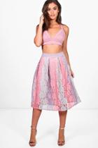 Boohoo Naomi Premium Contrast Lace Skater Skirt Multi