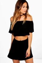 Boohoo Jen Off The Shoulder Top + Short Co-ord Black