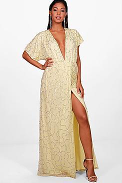 Boohoo Boutique Tiai Sequin Tie Back Maxi Dress