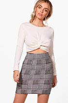 Boohoo Laura Dogtooth Check Basic Jersey Mini Skirt