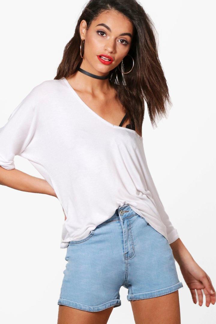 Boohoo Linda Light Blue 5 Pocket Denim Shorts Blue