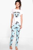 Boohoo Georgia Pug Love Jogger And Tee Blue