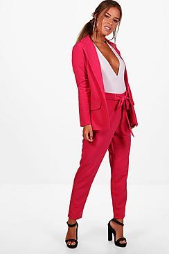 Boohoo Petite Alyson Premium Belted Trouser