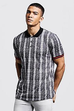 Boohoo Polo T-shirt In Snake Print