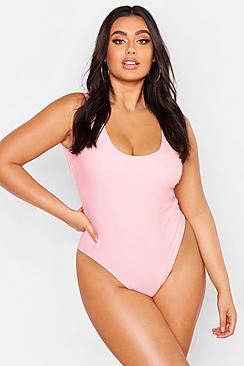 Boohoo Plus Scoop Neck Sculpting Swimsuit