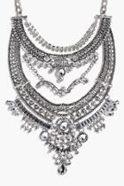 Boohoo Maisie Boutique Statement Diamante Necklace Silver