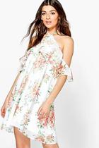 Boohoo Grace Floral Ruffle Swing Dress
