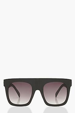 Boohoo Matte Black Oversized Flat Top Sunglasses