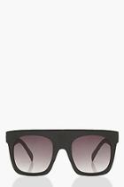 Boohoo Matte Black Oversized Flat Top Sunglasses