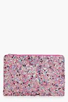 Boohoo Jennifer Multi Sequin Clutch Bag Pink