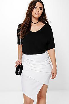 Boohoo Plus Charlotte Ruched Wrap Midi Skirt