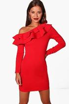 Boohoo Petite Tilly One Shoulder Trill Midi Dress