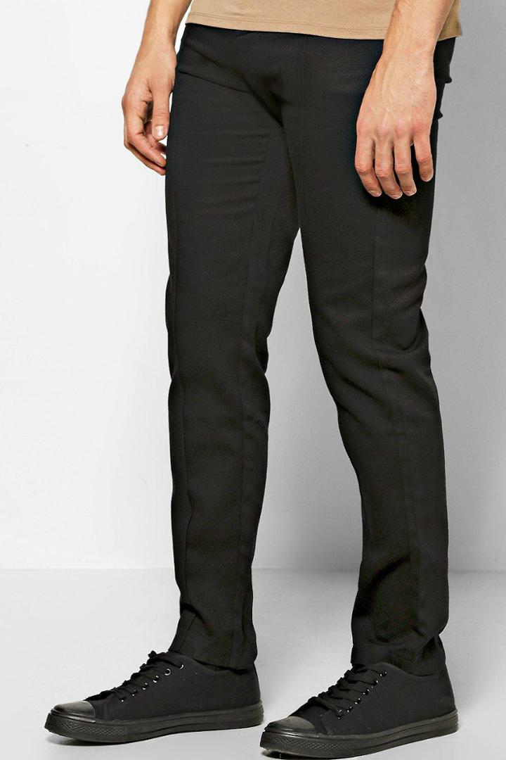Boohoo Skinny Smart Joggers With Cuff Detail Black